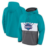 Charlotte Hornets Anorak Flagrant Foul Color-Block Raglan Hoodie Half-Zip Jacket Teal/Gray - Fanatics