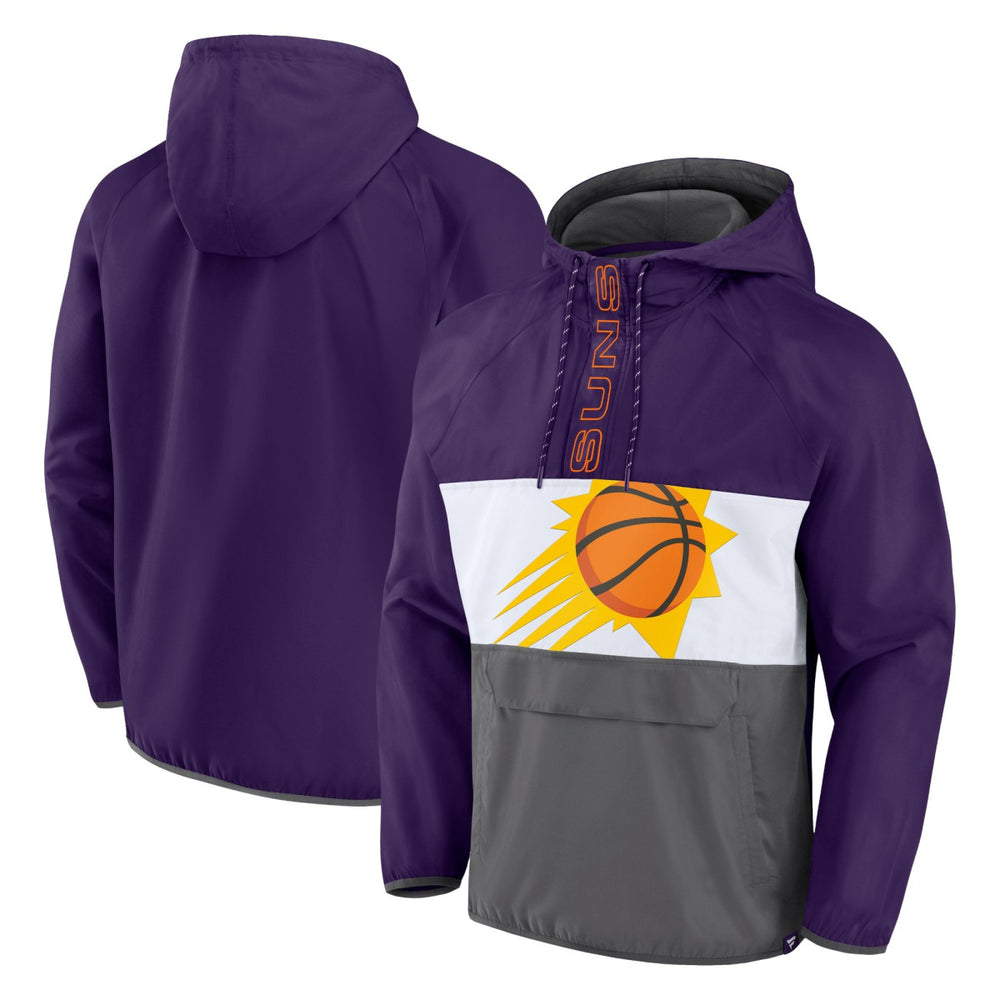 Phoenix Suns Anorak Flagrant Foul Color-Block Raglan Hoodie Half-Zip Jacket Purple/Gray - Fanatics