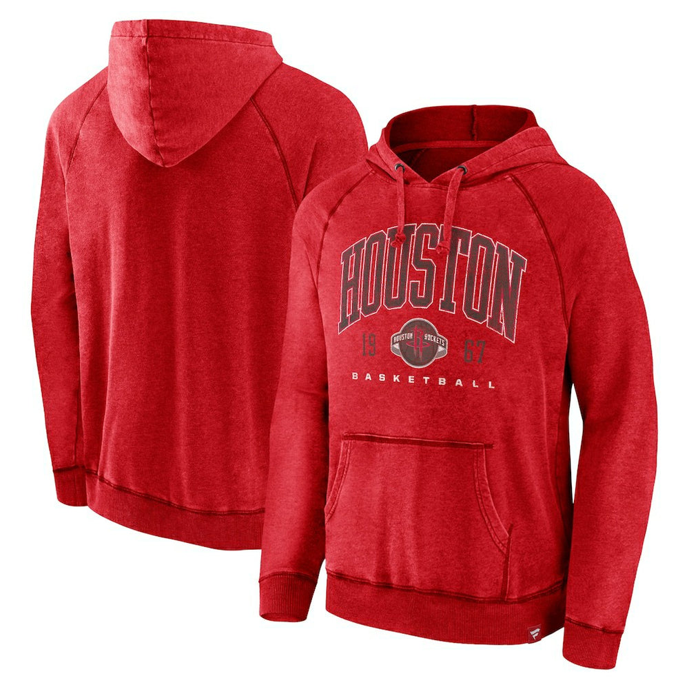 Houston Rockets Foul Trouble Snow Wash Raglan Pullover Hoodie Heather Red - Fanatics