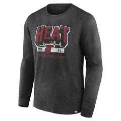 Miami Heat Front Court Press Snow Wash Long Sleeve T-Shirt Heather Charcoal - Fanatics
