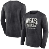 Brooklyn Nets Front Court Press Snow Wash Long Sleeve T-Shirt Heather Charcoal - Fanatics