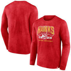 Atlanta Hawks Front Court Press Snow Wash Long Sleeve T-Shirt Heather Red - Fanatics
