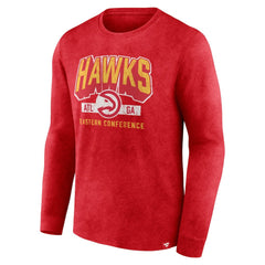 Atlanta Hawks Front Court Press Snow Wash Long Sleeve T-Shirt Heather Red - Fanatics