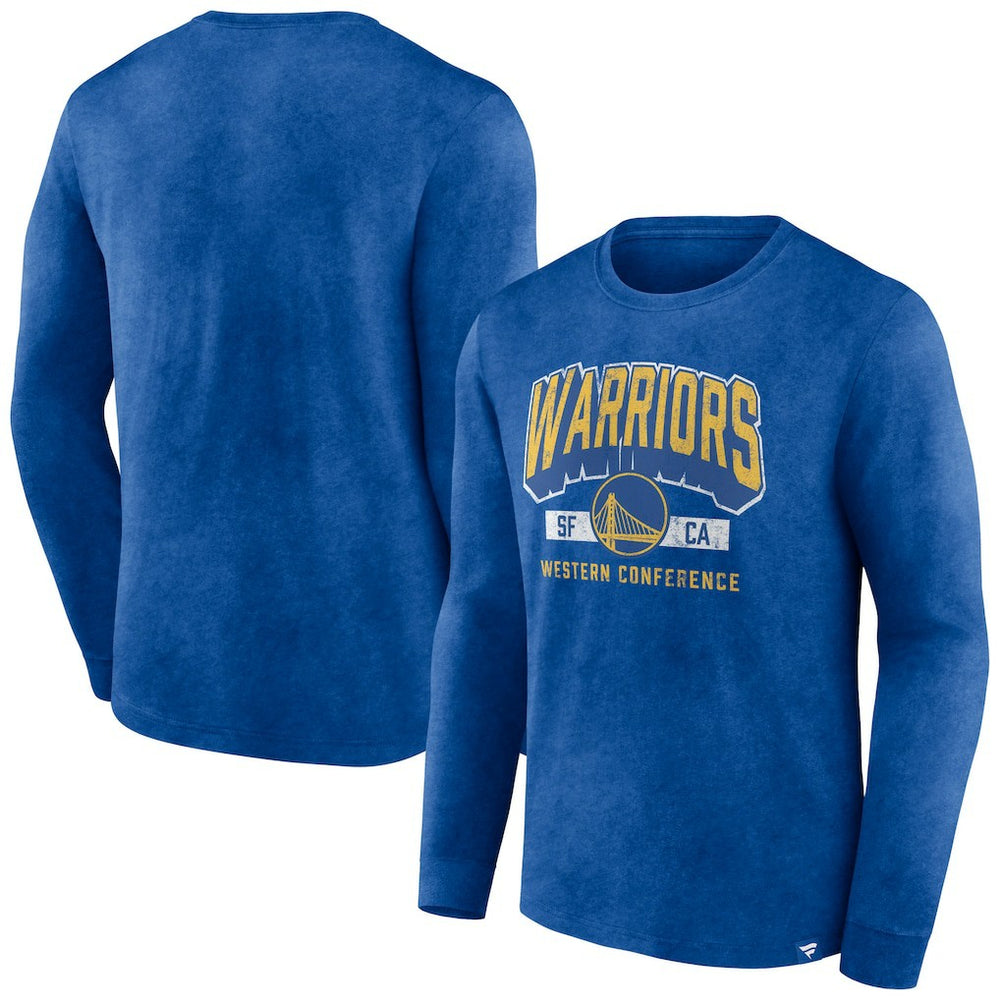 Golden State Warriors Front Court Press Snow Wash Long Sleeve T-Shirt Heather Royal - Fanatics