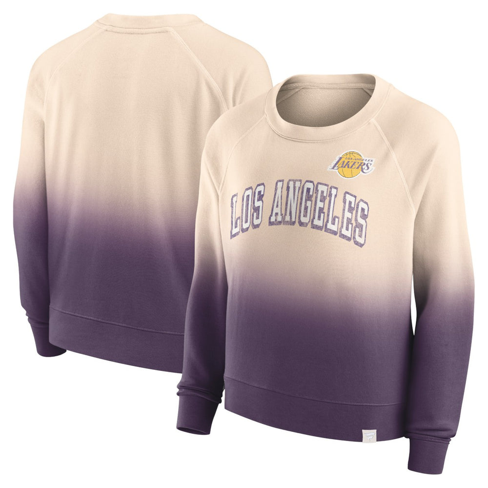 Los Angeles Lakers Women's Lounge Arch Raglan Pullover Sweatshirt Tan/Purple - Fanatics
