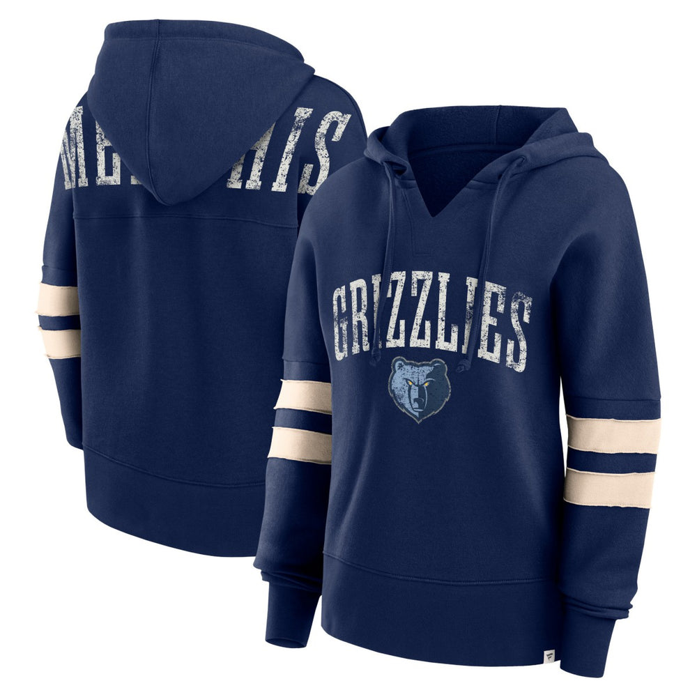 Memphis Grizzlies Women's Bold Move Dolman V-Neck High Hip Hoodie Navy - Fanatics