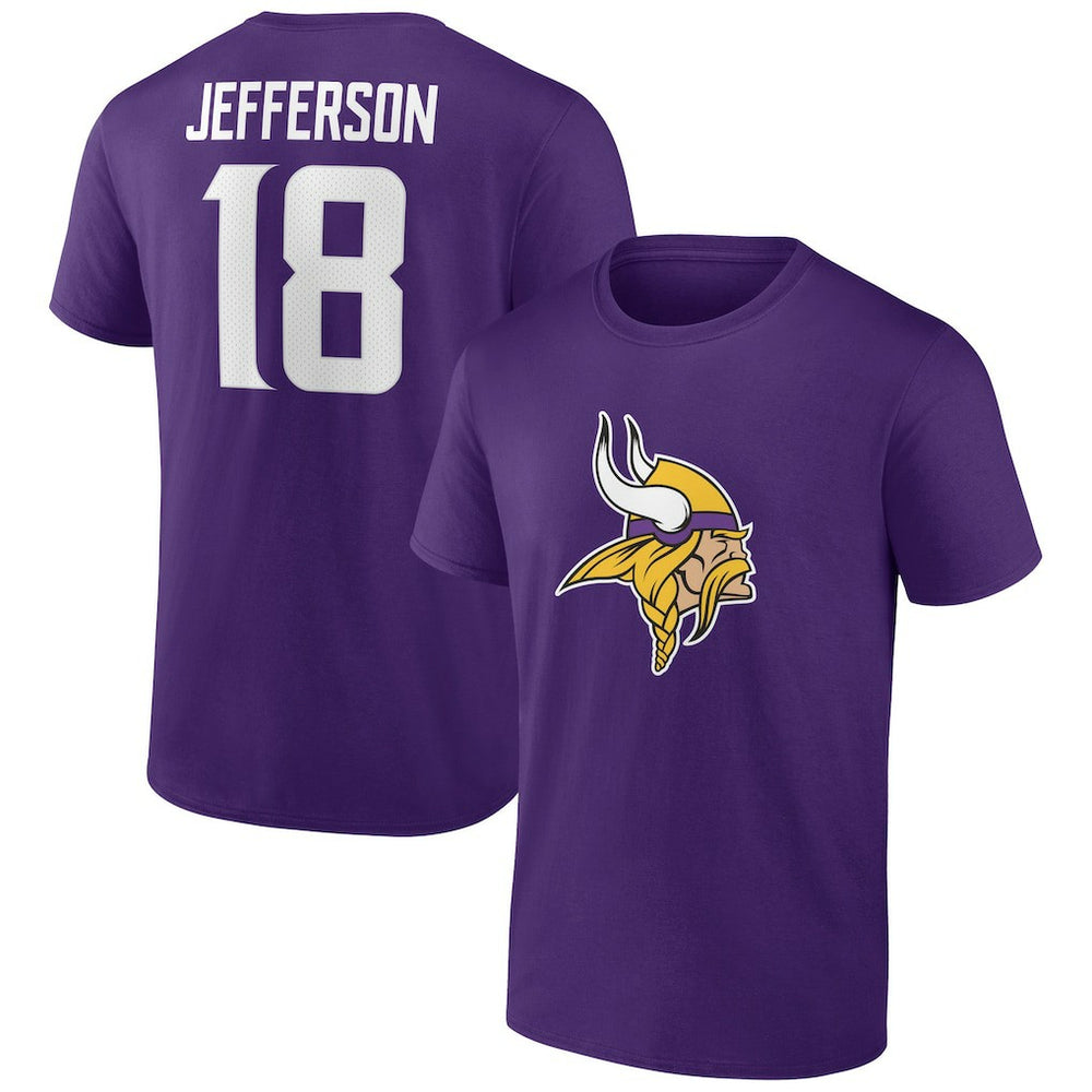 Justin Jefferson Minnesota Vikings Icon Player Name & Number T-Shirt - Purple T-shirts