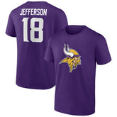 Justin Jefferson Minnesota Vikings Icon Player Name & Number T-Shirt - Purple T-shirts