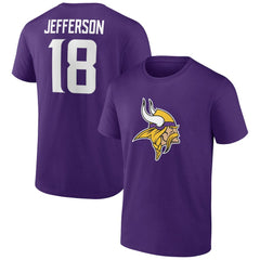 Justin Jefferson Minnesota Vikings Icon Player Name & Number T-Shirt - Purple T-shirts