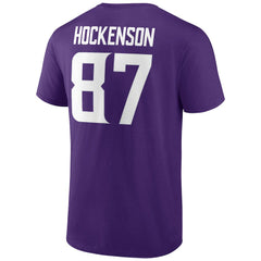 T.J. Hockenson Minnesota Vikings Icon Player Name & Number T-Shirt - Purple T-shirts