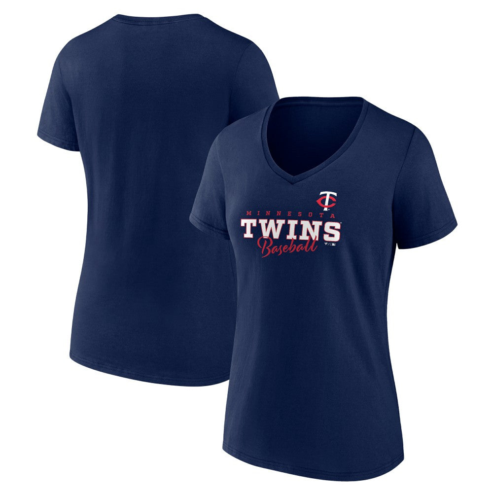 Minnesota Twins Women's Back In Business V-Neck T-Shirt - Navy T-shirts