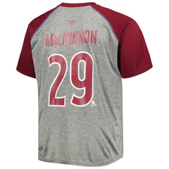 Nathan MacKinnon Colorado Avalanche Fanatics Big & Tall Contrast Raglan Name & Number T-Shirt - Heather Gray/Burgundy | US 5254135
