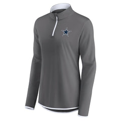 Dallas Cowboys Women's Corner Long Sleeve 1/4 Zip Top - Gray Tops