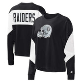 Las Vegas Raiders Starter Women's Insight Crop Tri-Blend Long Sleeve T-Shirt - Black T-shirts