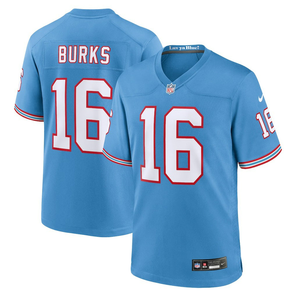 Treylon Burks Tennessee Titans Oilers Throwback Alternate Game Player Jersey - Light Blue Jerseys