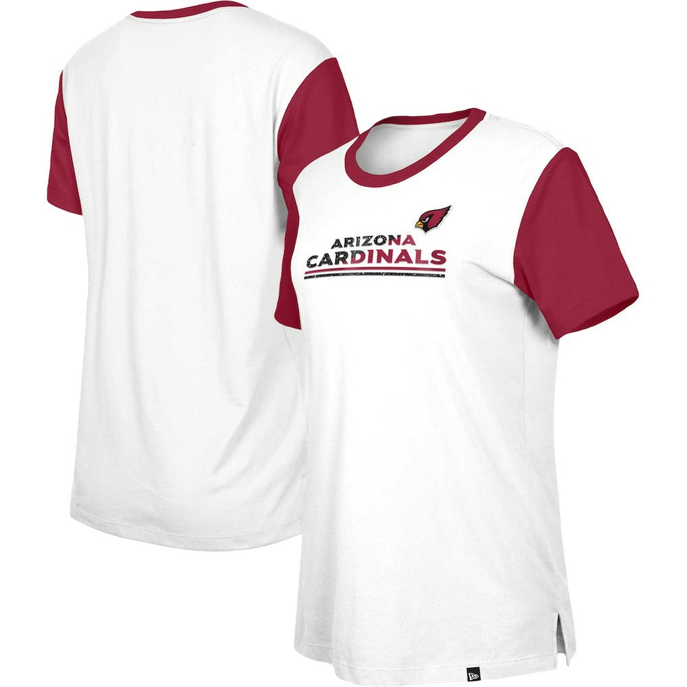 Arizona Cardinals New Era Women's Third Down Colorblock T-Shirt - White/Cardinal T-shirts