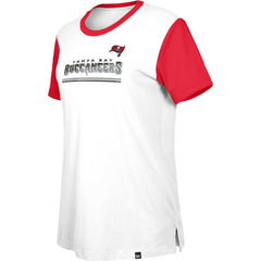 Tampa Bay Buccaneers New Era Women's Third Down Colorblock T-Shirt - White/Red T-shirts