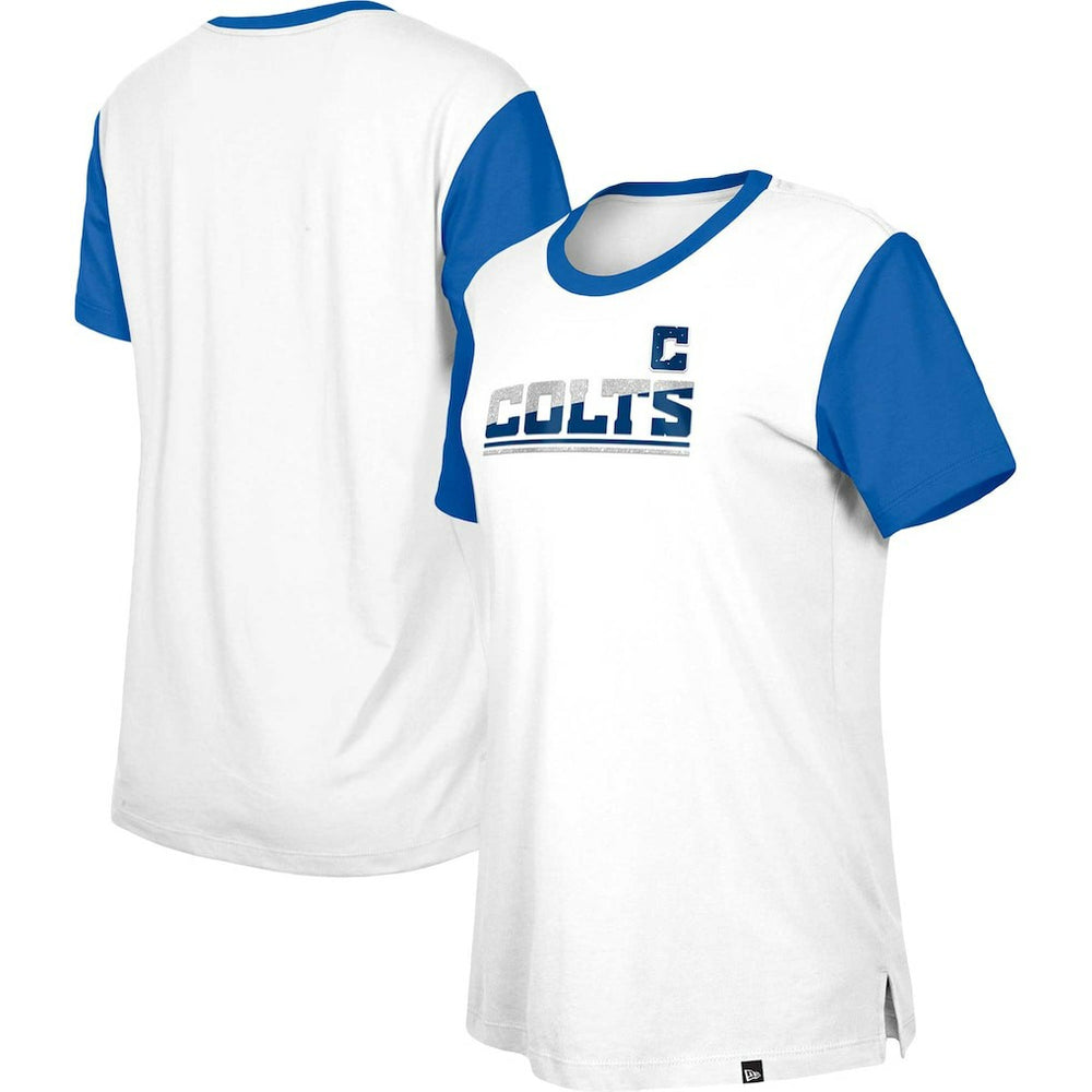 Indianapolis Colts New Era Women's Third Down Colorblock T-Shirt - White/Royal T-shirts