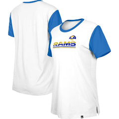 Los Angeles Rams New Era Women's Third Down Colorblock T-Shirt - White/Royal T-shirts