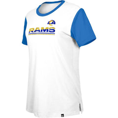 Los Angeles Rams New Era Women's Third Down Colorblock T-Shirt - White/Royal T-shirts