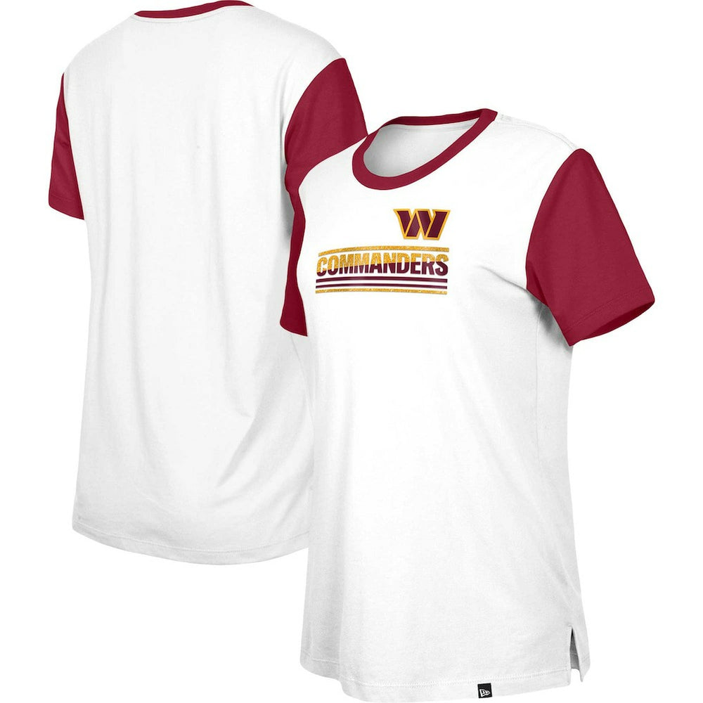 Washington Commanders New Era Women's Third Down Colorblock T-Shirt - White/Burgundy T-shirts