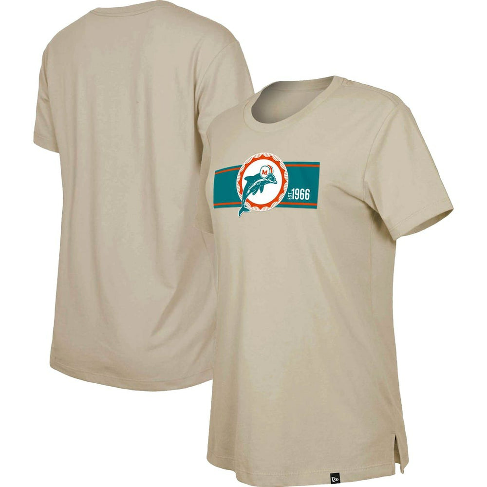 Miami Dolphins New Era Women's Third Down Historic T-Shirt - Tan T-shirts