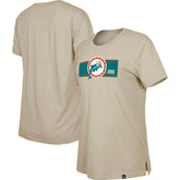 Miami Dolphins New Era Women's Third Down Historic T-Shirt - Tan T-shirts