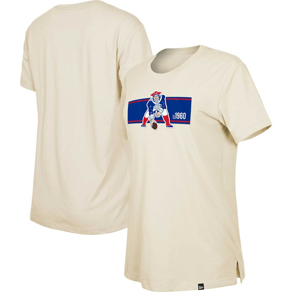 New England Patriots New Era Women's Third Down Historic T-Shirt - Tan T-shirts