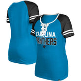 Carolina Panthers New Era Women's Raglan Lace-Up T-Shirt - Blue T-shirts