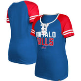 Buffalo Bills New Era Women's Raglan Lace-Up T-Shirt - Royal T-shirts