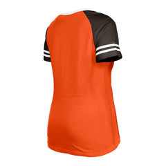 Cleveland Browns New Era Women's Throwback Raglan Lace-Up T-Shirt - Orange T-shirts