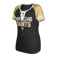 New Orleans Saints New Era Women's Raglan Lace-Up T-Shirt - Black T-shirts
