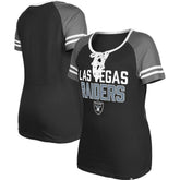 Las Vegas Raiders New Era Women's Raglan Lace-Up T-Shirt - Black T-shirts