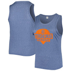 Detroit Tigers Soft as a Grape Women's Plus Size High Neck Tri-Blend Tank Top - Navy Tanks