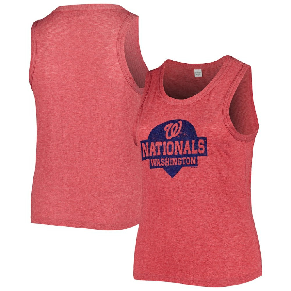 Washington Nationals Soft as a Grape Women's Plus Size High Neck Tri-Blend Tank Top - Red Tanks