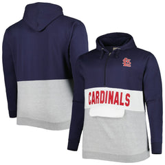 St. Louis Cardinals Big & Tall Fleece Half-Zip Hoodie - Navy/White Hoodies