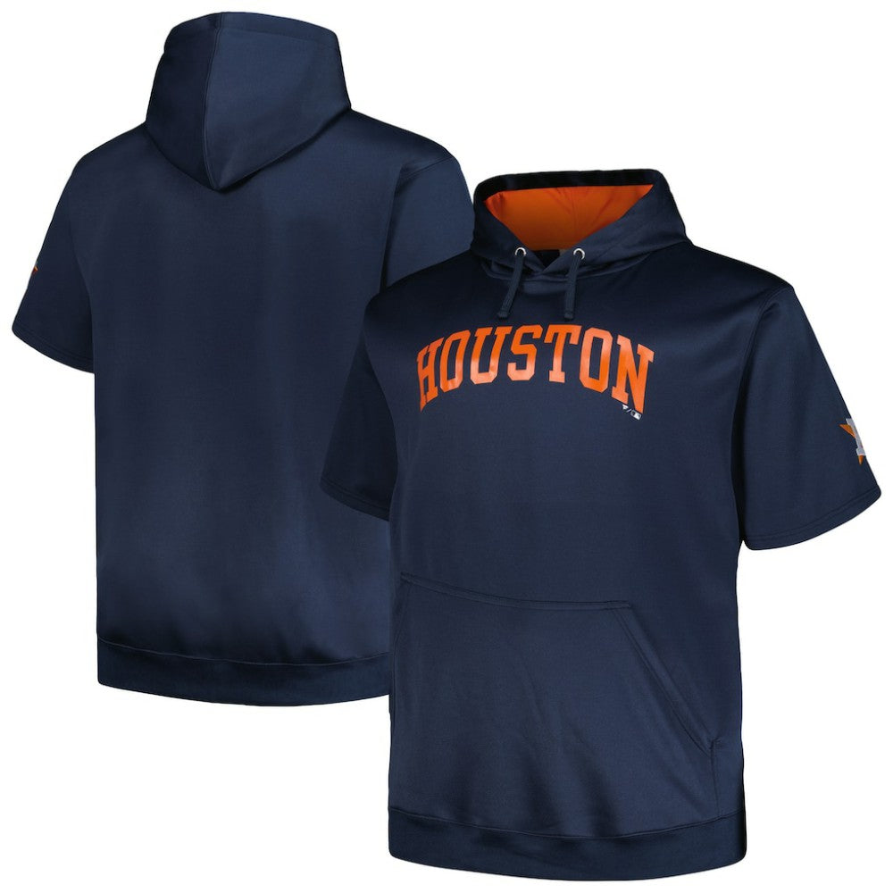 Houston Astros Profile Big & Tall Contrast Short Sleeve Pullover Hoodie - Navy Hoodies