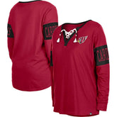 Arizona Cardinals New Era Women's Lace-Up Notch Neck Long Sleeve T-Shirt - Cardinal T-shirts