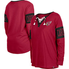 Arizona Cardinals New Era Women's Lace-Up Notch Neck Long Sleeve T-Shirt - Cardinal T-shirts