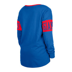 New York Giants New Era Women's Lace-Up Notch Neck Long Sleeve T-Shirt - Royal T-shirts