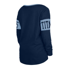 Tennessee Titans New Era Women's Lace-Up Notch Neck Long Sleeve T-Shirt - Navy T-shirts