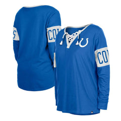 Indianapolis Colts New Era Women's Lace-Up Notch Neck Long Sleeve T-Shirt - Blue T-shirts