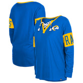 Los Angeles Rams New Era Women's Lace-Up Notch Neck Long Sleeve T-Shirt - Royal T-shirts