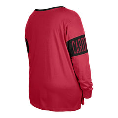 Arizona Cardinals New Era Women's Plus Size Lace-Up Notch Neck Long Sleeve T-Shirt - Cardinal T-shirts