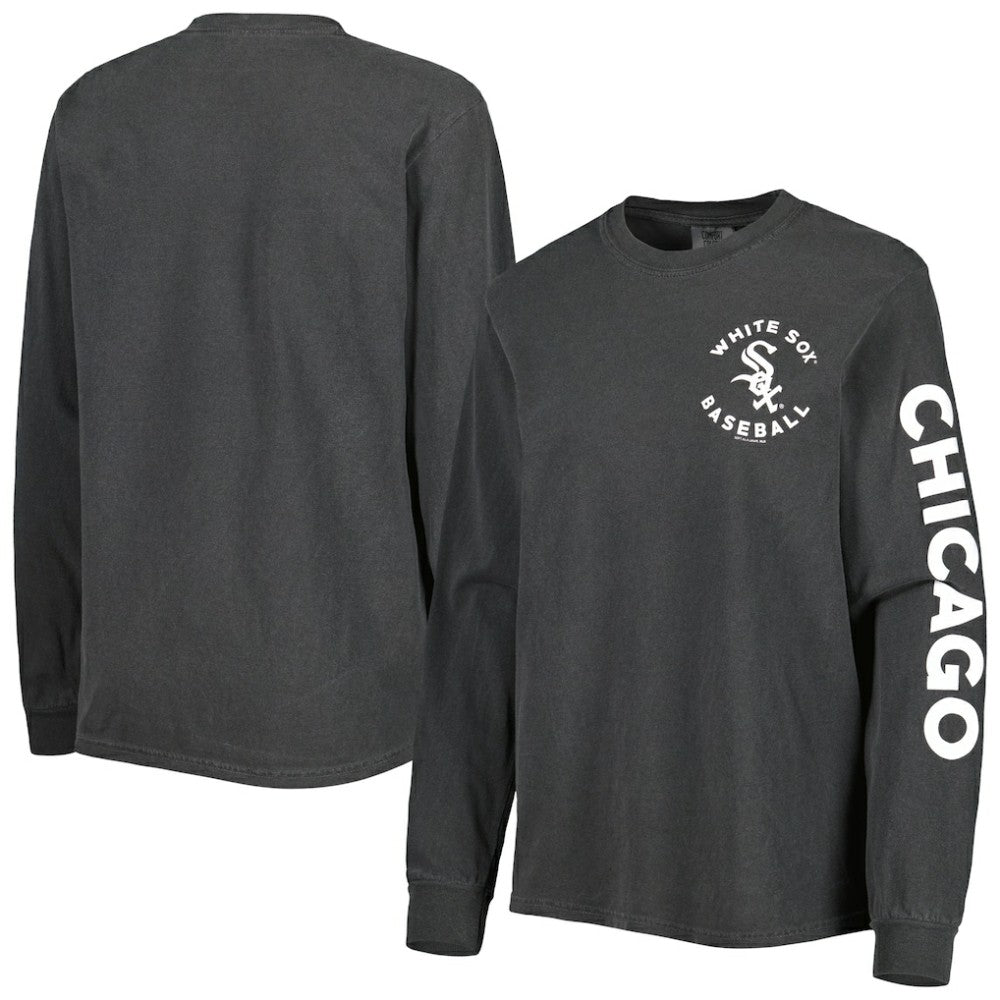 Chicago White Sox Soft as a Grape Women's Team Pigment Dye Long Sleeve T-Shirt - Black T-shirts
