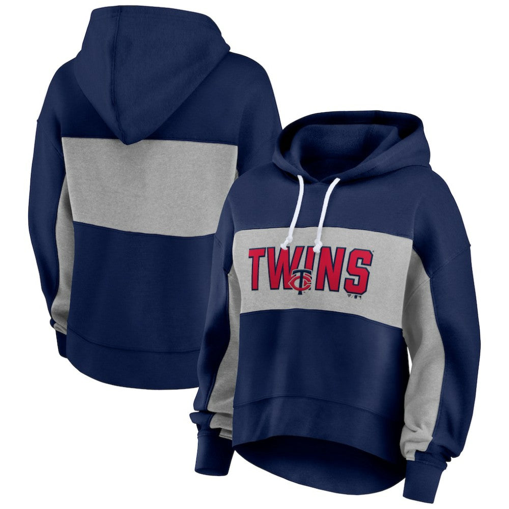 Minnesota Twins Fanatics Women's Filled Stat Sheet Pullover Hoodie - Navy Hoodies
