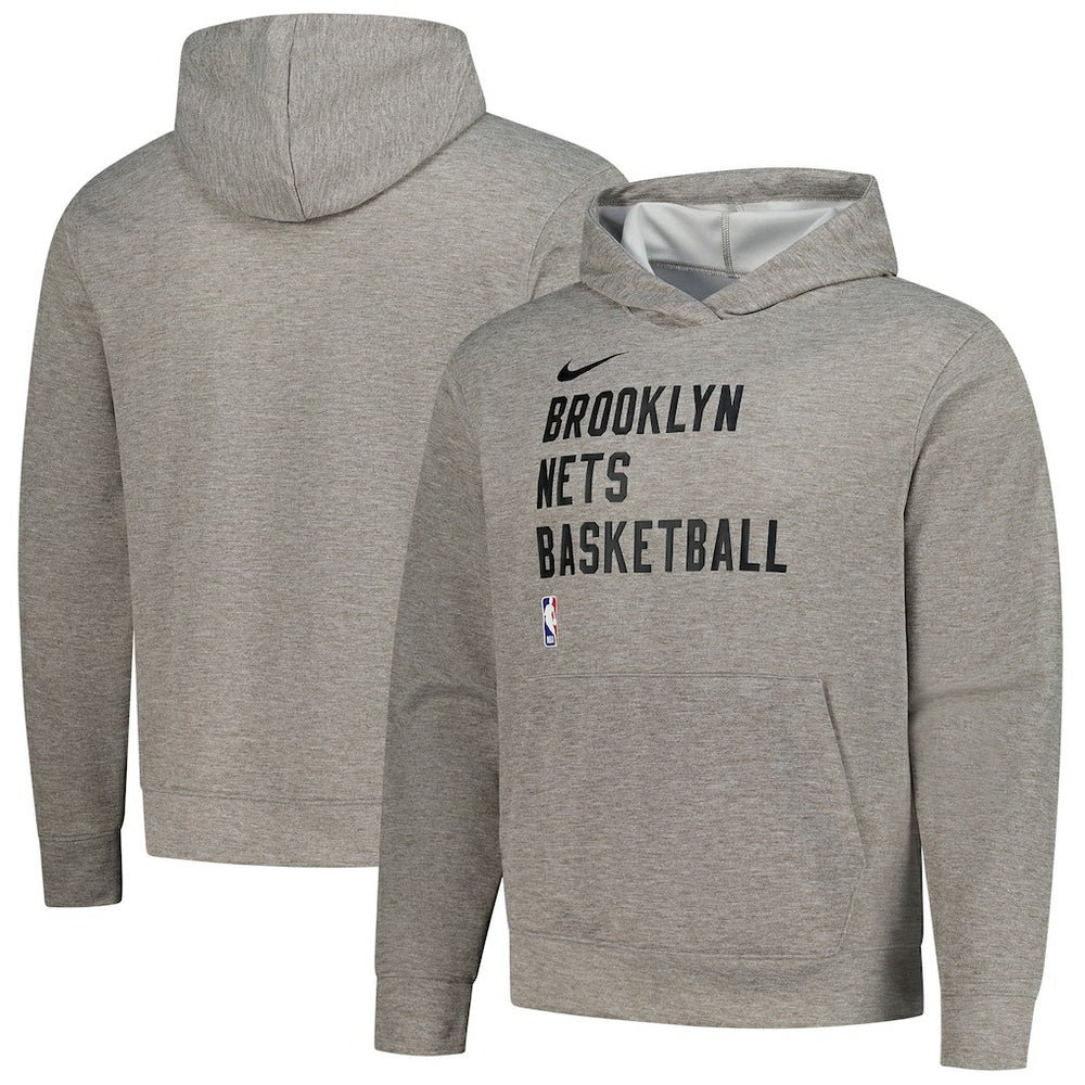 Brooklyn Nets Unisex 2023/24 Performance Spotlight On-Court Practice Pullover Hoodie Heather Gray - Nike