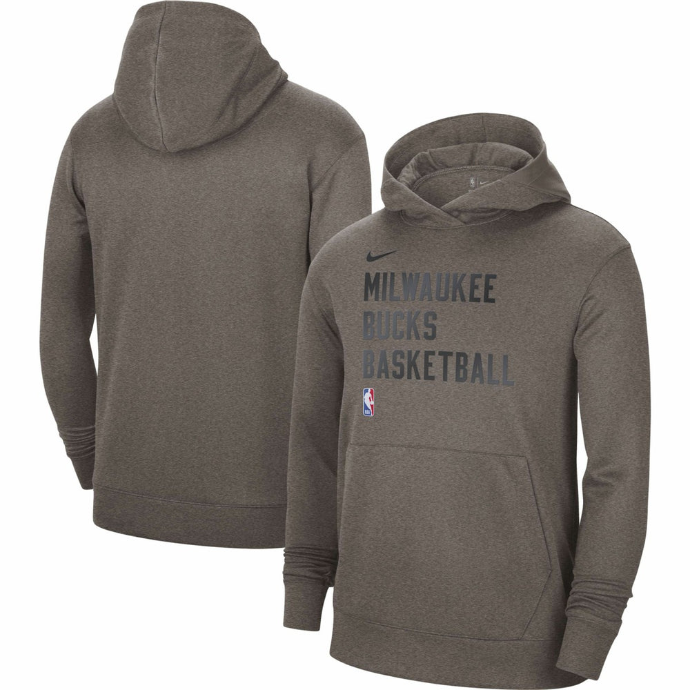 Milwaukee Bucks Unisex 2023/24 Performance Spotlight On-Court Practice Pullover Hoodie Olive - Nike