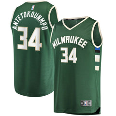 Giannis Antetokounmpo Milwaukee Bucks Big & Tall Fast Break Player Jersey Hunter Green Icon Edition - Fanatics