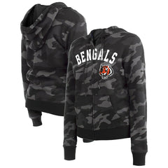Cincinnati Bengals New Era Women's Camo Full-Zip Hoodie - Black Hoodies